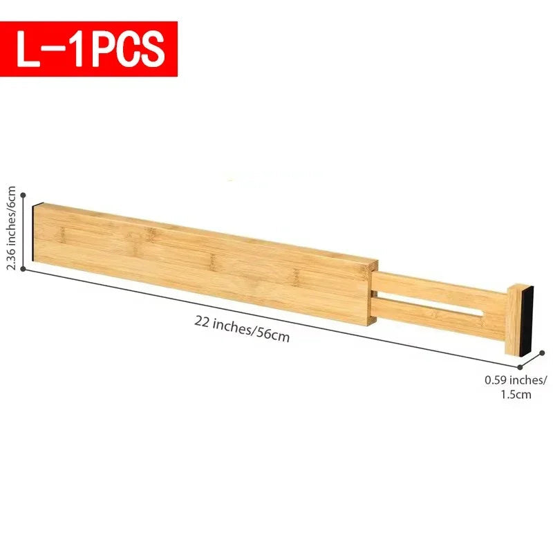 Adjustable Bamboo Kitchen Drawer Dividers (17-22") - Expandable Utensil Organizer for Kitchen Storage, Closet, and Dresser (Set of 4)