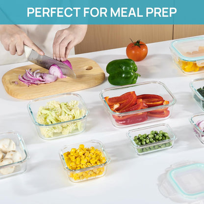 Elevate Your Meal Prep with the 8 Pack Glass Food Storage Containers - Airtight, Versatile, and Dishwasher Safe!