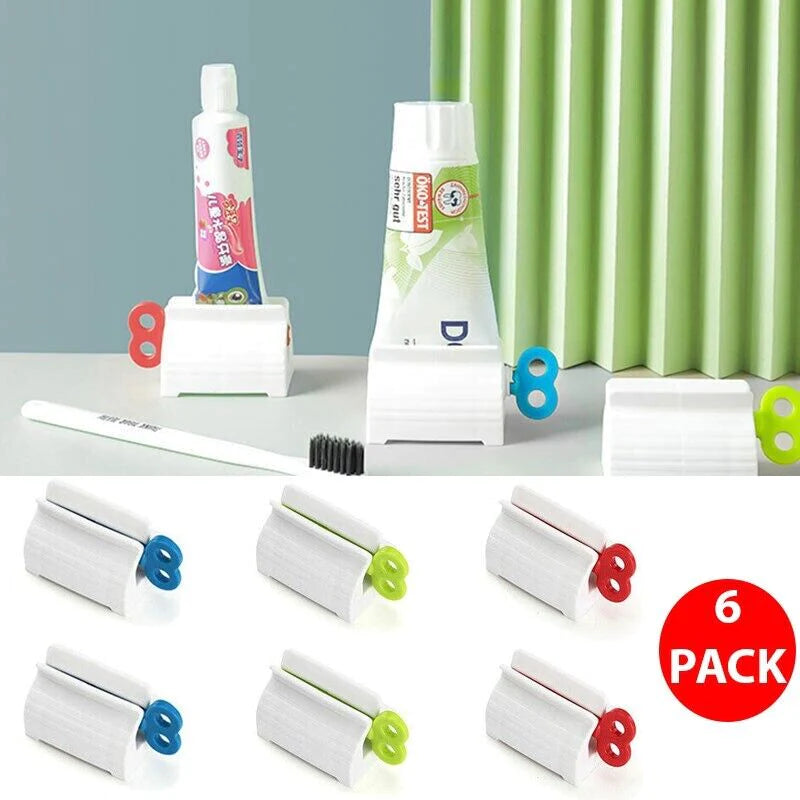 6-Pack Toothpaste Squeezer Stand Dispenser for Bathroom Tubes