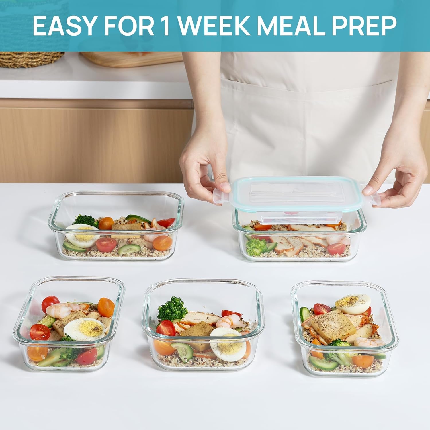 Elevate Your Meal Prep with the 8 Pack Glass Food Storage Containers - Airtight, Versatile, and Dishwasher Safe!