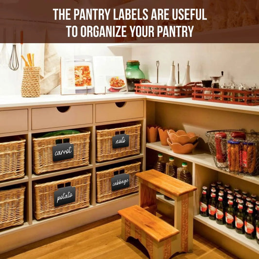 Clip-On Basket Labels for Pantry Organization - Small Chalkboard Bin Tags with Dry Erase Feature