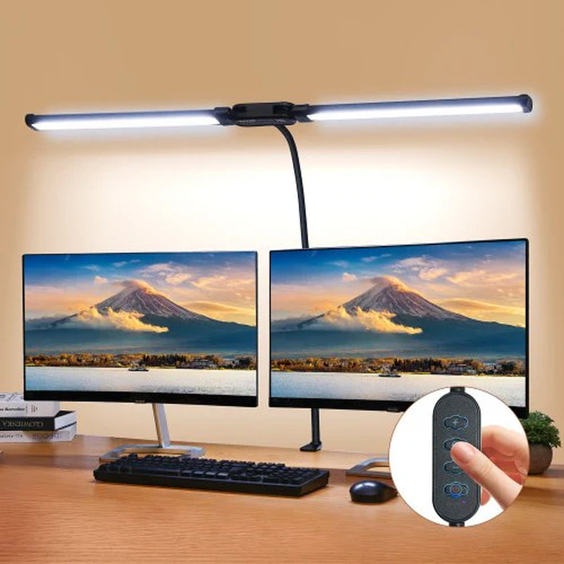 LED Desk Lamp with Clamp and Dual Adjustable Gooseneck Heads