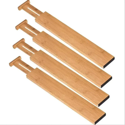 Adjustable Bamboo Kitchen Drawer Dividers (17-22") - Expandable Utensil Organizer for Kitchen Storage, Closet, and Dresser (Set of 4)