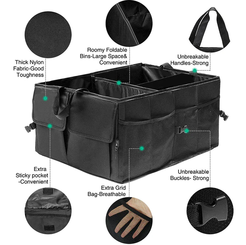 Folding Trunk Cargo Organizer and Storage Bin for Car, Truck, and SUV - 40L Capacity