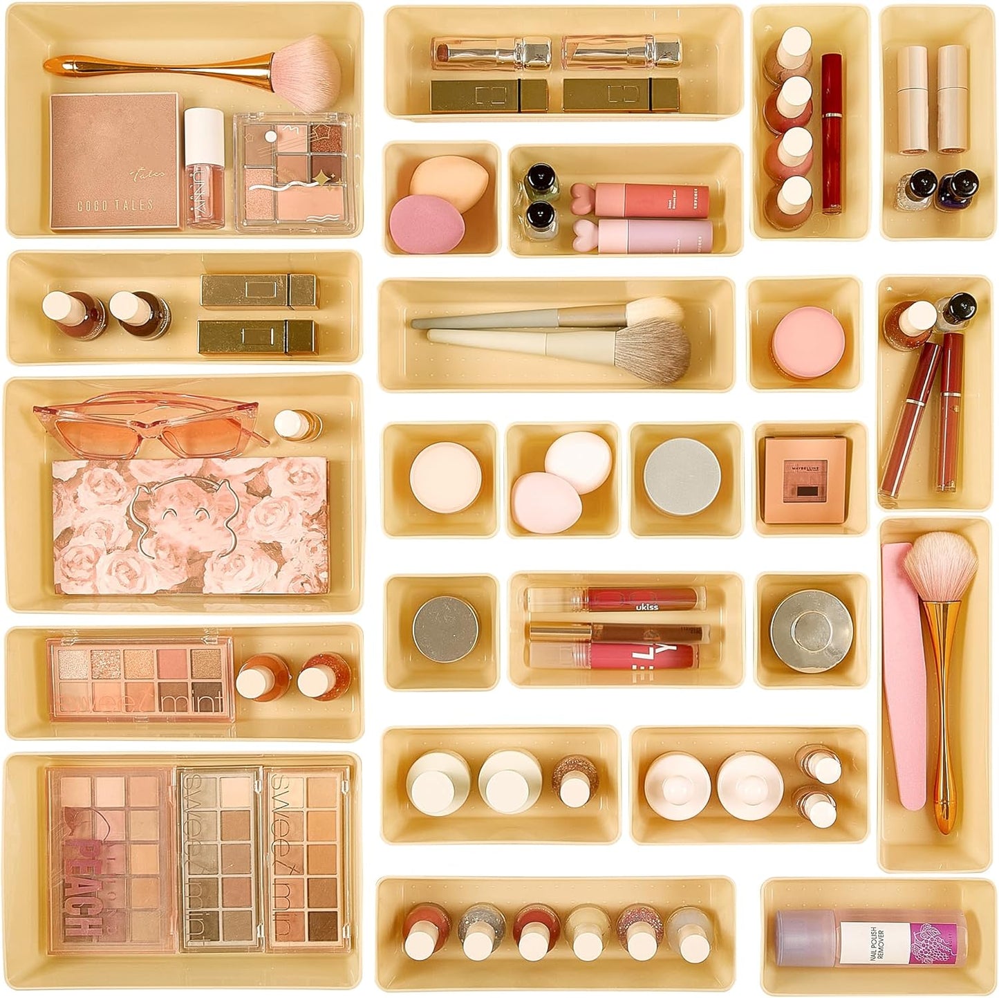 Transform Your Space with 25 PCS Versatile Plastic Drawer Organizers - Perfect for Makeup, Kitchen Utensils, Office Supplies, and More!