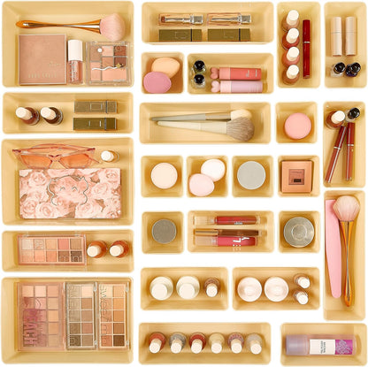 Transform Your Space with 25 PCS Versatile Plastic Drawer Organizers - Perfect for Makeup, Kitchen Utensils, Office Supplies, and More!