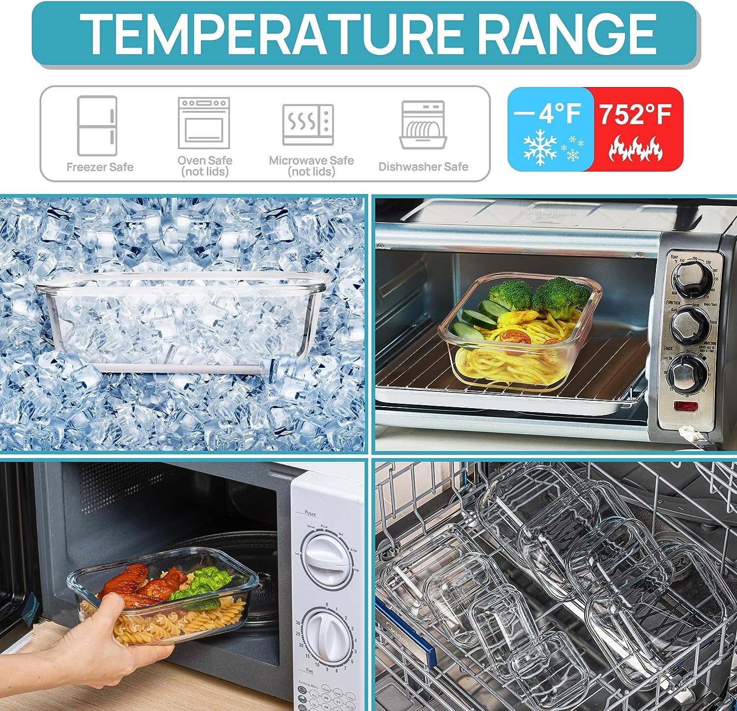 Elevate Your Meal Prep with the 8 Pack Glass Food Storage Containers - Airtight, Versatile, and Dishwasher Safe!