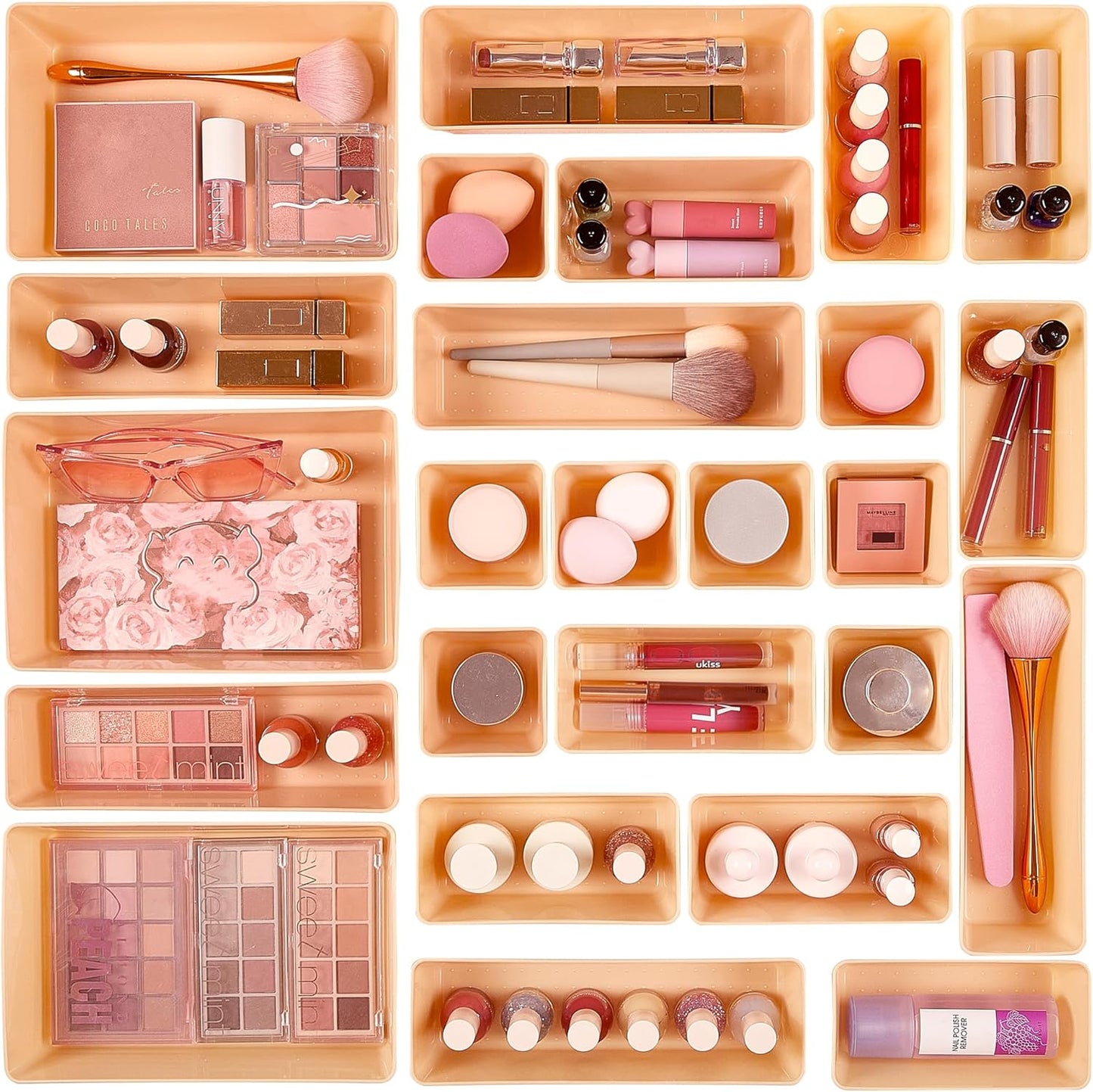 Transform Your Space with 25 PCS Versatile Plastic Drawer Organizers - Perfect for Makeup, Kitchen Utensils, Office Supplies, and More!