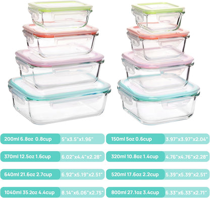 Elevate Your Meal Prep with the 8 Pack Glass Food Storage Containers - Airtight, Versatile, and Dishwasher Safe!