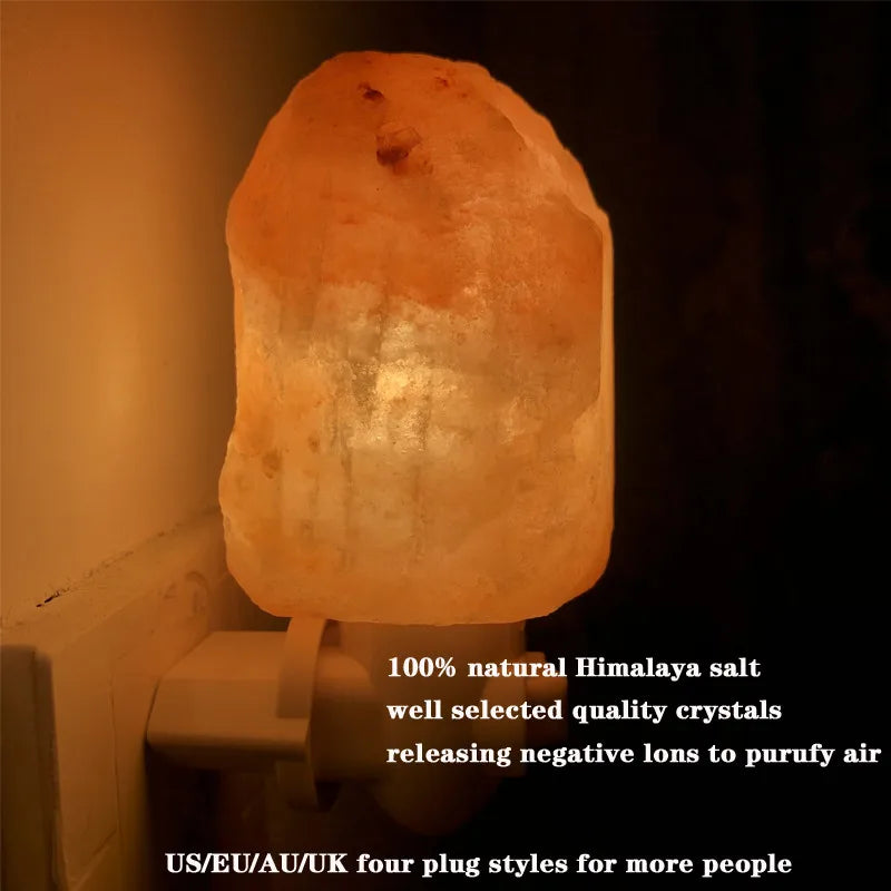 Himalayan Salt Lamp - Hand-Carved Natural Crystal Night Light for Home Décor and Air Purification, Plug-In with Warm White Light and Negative Ion Release