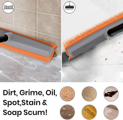 Versatile Rubber Broom with Squeegee - The Ultimate Pet Hair Remover for Carpets, Hardwood, and Tile Cleaning