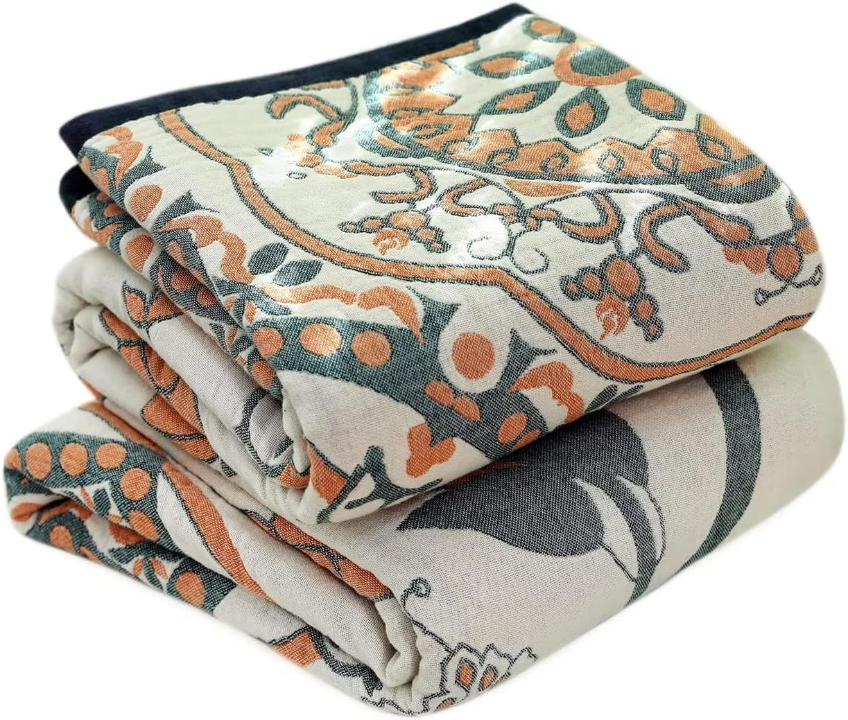 Chic Boho Cotton Throw Blanket - Ultra Soft, Lightweight, and Reversible Floral Bird Design for All Seasons - Perfect for Sofa, Couch, or Bed Decor