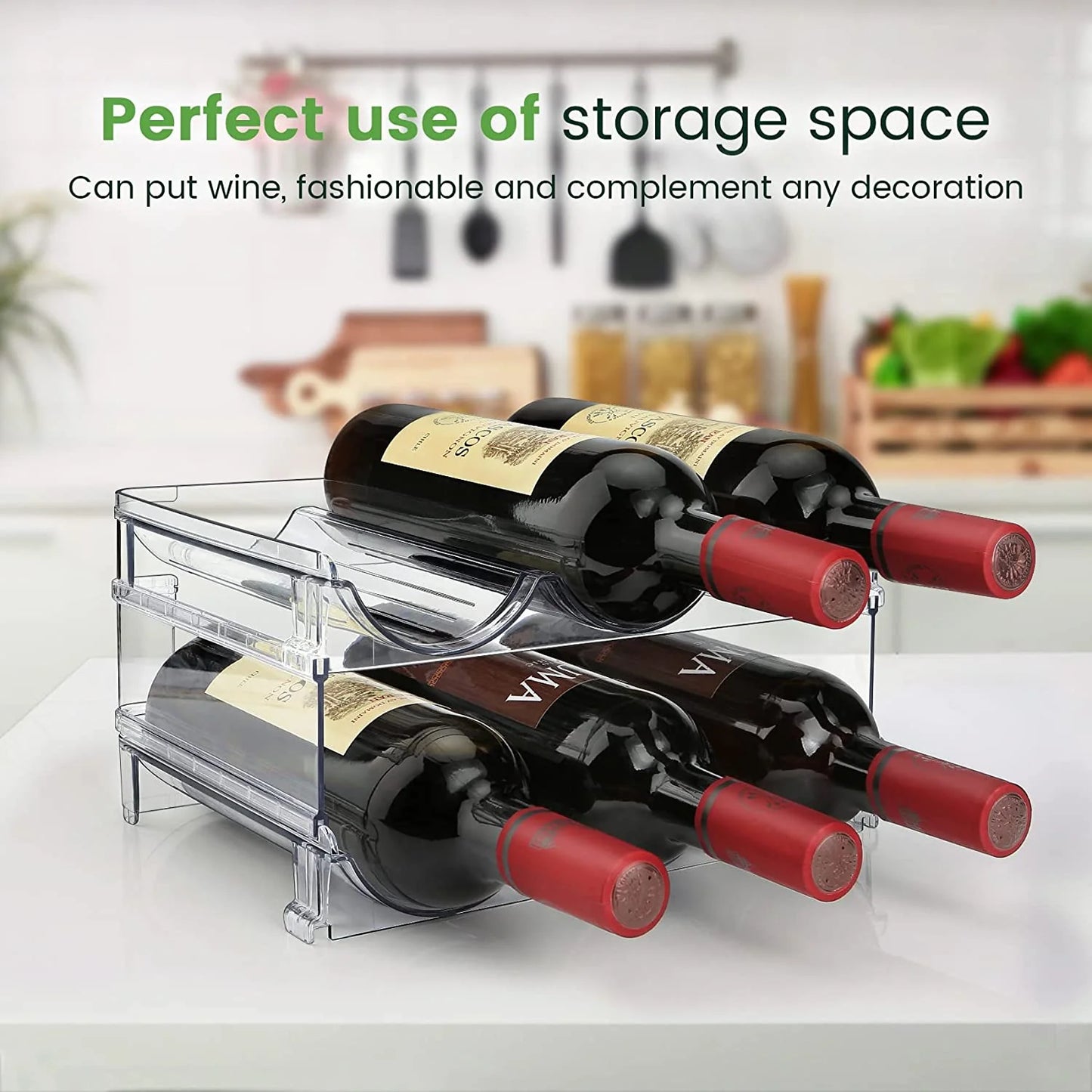 2-Pack Stackable Water Bottle Organizer for Efficient Cabinet Storage and Hydration Management