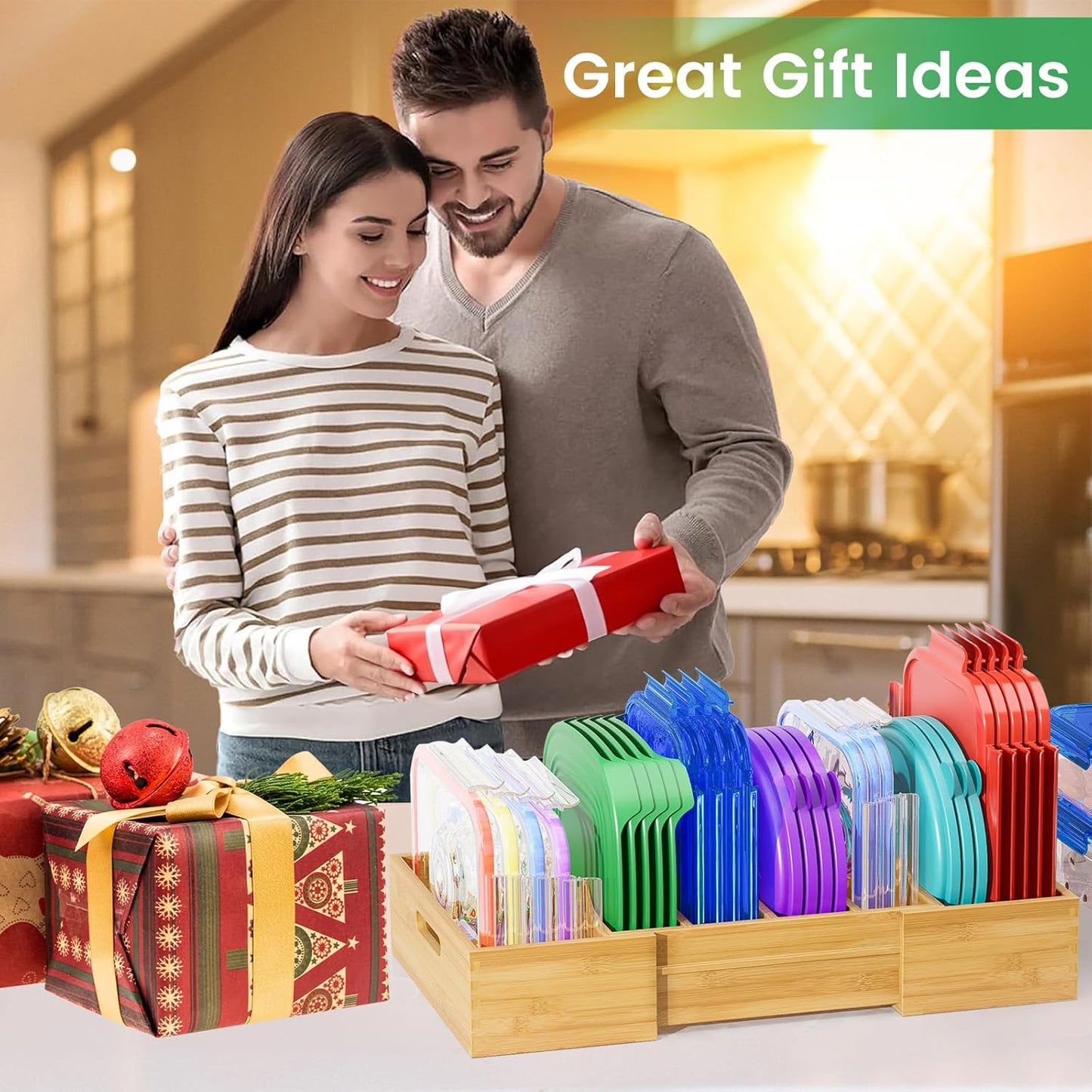 Transform Your Kitchen with Our Expandable Bamboo Lid Organizer – Adjustable Dividers for Perfect Storage Solutions