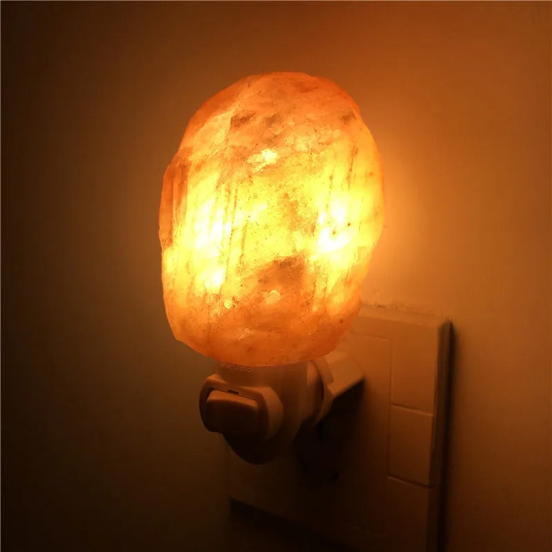 Himalayan Salt Lamp - Hand-Carved Natural Crystal Night Light for Home Décor and Air Purification, Plug-In with Warm White Light and Negative Ion Release
