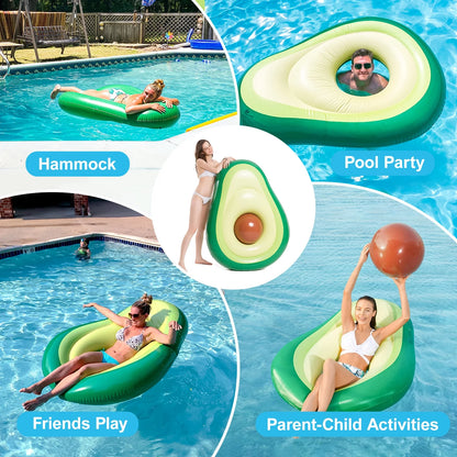 Dive into Summer Fun with the Giant 65-Inch Inflatable Avocado Pool Float - Perfect Beach Raft for Adults, Complete with a Playful Ball and Quick Inflate Valve!