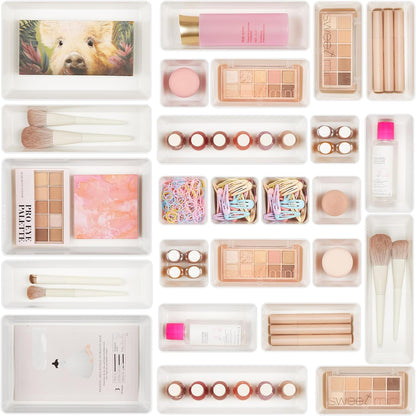 Transform Your Space with 25 PCS Versatile Plastic Drawer Organizers - Perfect for Makeup, Kitchen Utensils, Office Supplies, and More!