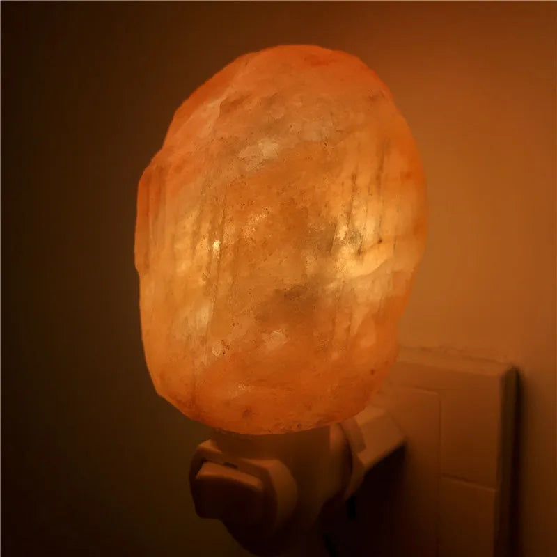 Himalayan Salt Lamp - Hand-Carved Natural Crystal Night Light for Home Décor and Air Purification, Plug-In with Warm White Light and Negative Ion Release