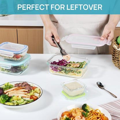 Elevate Your Meal Prep with the 8 Pack Glass Food Storage Containers - Airtight, Versatile, and Dishwasher Safe!