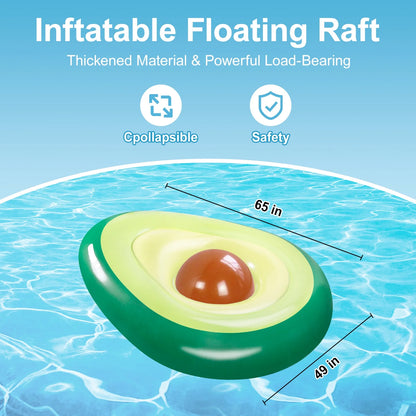 Dive into Summer Fun with the Giant 65-Inch Inflatable Avocado Pool Float - Perfect Beach Raft for Adults, Complete with a Playful Ball and Quick Inflate Valve!