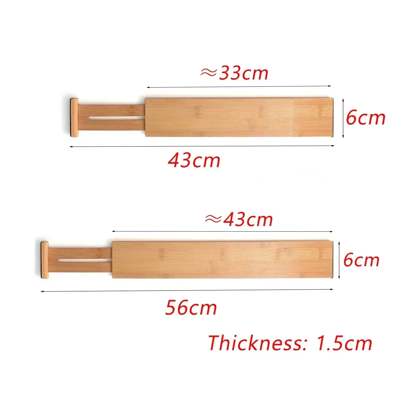 Adjustable Bamboo Kitchen Drawer Dividers (17-22") - Expandable Utensil Organizer for Kitchen Storage, Closet, and Dresser (Set of 4)