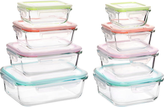 Elevate Your Meal Prep with the 8 Pack Glass Food Storage Containers - Airtight, Versatile, and Dishwasher Safe!