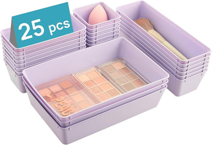 Transform Your Space with 25 PCS Versatile Plastic Drawer Organizers - Perfect for Makeup, Kitchen Utensils, Office Supplies, and More!