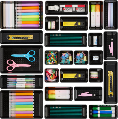 Transform Your Space with 25 PCS Versatile Plastic Drawer Organizers - Perfect for Makeup, Kitchen Utensils, Office Supplies, and More!