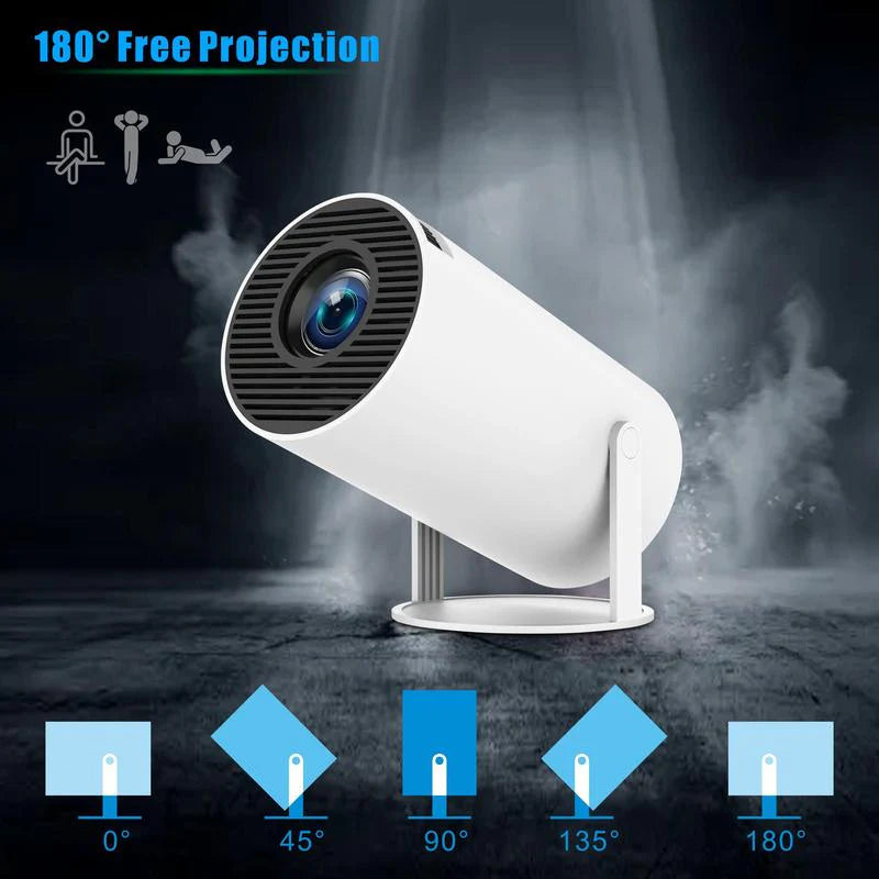 Portable Android WiFi and Bluetooth-Compatible Projector with Remote Control for Home Theater, Outdoor, Office, and Bedroom Use